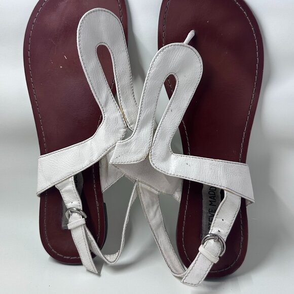Steve Madden Sanfrann White Patent Leather Slingback Sandals - Size 8 - Picture 2 of 5